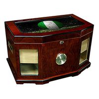 Large Premium Desktop Humidor - Glass Top - Flag of Nigeria (Nigerian) - Soccer Design - 300 Cigar Capacity - Cedar Lined with Two humidifiers & Large Front Mounted Hygrometer.