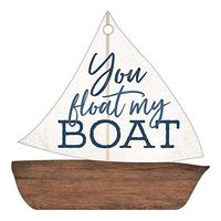 P. Graham Dunn You Float My Boat Nautical Brown 3 x 3 Wood Hanging Gift Wrap Tag Charms Set of 5