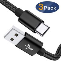 OULUOQI USB Type C Cable USB C Cable 3 Pack(6ft) Nylon Braided Fast Charger Cord(USB 2.0) Compatible with Samsung Galaxy S10 S9 Note 9 8 S8 Plus,LG V30 V20 G6 G5,Google Pixel(Dark Black) 
