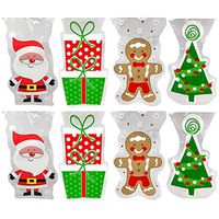 Set of () Christmas Cello/Cellophane/Loot Treat Bag w/Ties – 4 Holiday Designs! (160 Bags)