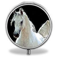 Horse Pill Case, Round Stainless Drug Organizer Container Medicine Cover for Pocket Daily&Weekly