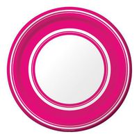Creative Converting Coordinates Collection 8 Count Round Paper Dinner Plates, Hot Magenta Stripe
