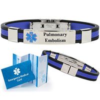 "Pulmonary Embolism" Designer Medical Alert ID Bracelet. Choose Color!