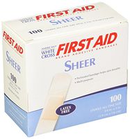 American White Cross Sheer Adhesive Strips, Sterile, 3/4" x 3", 100/Box, 12 Box/Case (Pack of 1200) (1275033)