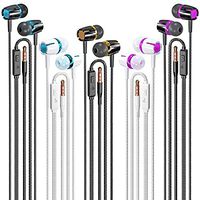 Wired Earbuds 5 Pack, Earbuds Headphones with Microphone, Earphones with Heavy Bass Stereo Noise Blocking, Compatible with iPhone and Android Devices, iPad, MP3, Fits All 3.5mm Interface Devices