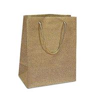 Gold Glitter Fiber Bags 7 7/8" X 9 3/4" | Quantity: 10 Gusset - 4 1/2"