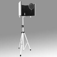 AxcessAbles SF-101KIT-W White Recording Studio Microphone Isolation Shield W/Stand (White) - 180 degree coverage height adjustable stand 4ft to 6ft 6" Compatible w/ Blue Yeti, AKG, RODE, AT2020