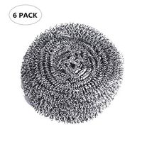 Stainless Steel Sponges - Scouring Pad, Pot Scrubber, Stainless Steel Scrubber, Steel Wool Scrubber, Metal Sponge (6 PC)