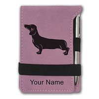 Mini Notepad, Dachshund Dog, Personalized Engraving Included (Pink)