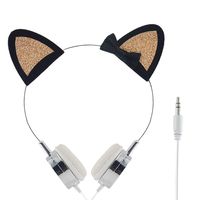 Cat Ear Headphones,Moear Adjustable Wire Frame Headset for Girls with 3.5 mm Jack Compatible iPad Cellphones Girls Lovely Glitter Sparkly Headphones