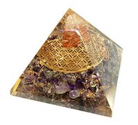 Jet Energized Amethyst Flower of Life Orgone Pyramid Ions Generator 2.5 inch Natural Charged EMF Harmonizer Energy Chakra Gemstone Jet Crystal Image is JUST A Reference