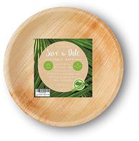 [25 Pcs] 9" Round Disposable Dinner Set Party Appetizer Bamboo Areca Palm Leaf Plates Compostable Biodegradable Heavy Duty Alternative To Paper Wood or Plastic Eco Friendly for BBQ Wedding Event Home
