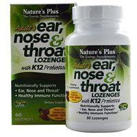 NaturesPlus Adult's Ear Nose Throat Lozenge with K12 Probiotics - 60 Lozenges - Natural Tropical Cherry Berry Flavor - Supports Ear, Nose and Throat and Immune Function - Gluten-Free - 30 Servings