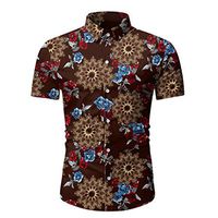 Lataw Men Shirts, Casual Summer Stylish Printed Short Sleeve Button-Down Hawaiian T-Shirt Soft Top Lightweight Blouse