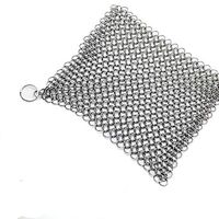 Wash Pot Brush, Putars Stainless Steel Cast Iron Skillet Cleaner Brush Chainmail Scrubber for Cast Iron Pans Removes Burnt-On Crusty Dried Food
