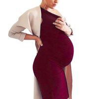 FRana Maternity Dresses for Womens Casual Pregnants O-Neck Sleeveless Nursing Maternity Solid Vest Tank Mini Dress Wine