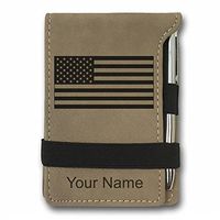 Mini Notepad, Flag of The United States, Personalized Engraving Included (Light Brown)