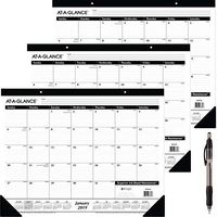 at-A-Glance Monthly Desk Pad Calendar, Ruled Blocks, January 2019 - December 2019, 22" x 17" (SK2400) 3 Pack - Bundle Includes Black Ballpoint Pen