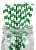 25pcs Rugby Stripe Party Paper Straws Forest Green - Excellent Home Decor - Indoor & Outdoor