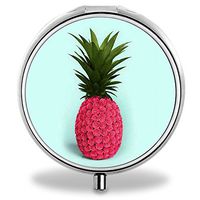 Pineapple Pill Case, Round Stainless Drug Organizer Container Medicine Cover for Pocket Daily&Weekly