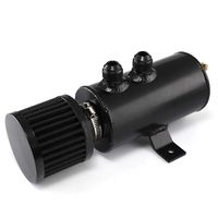 Top10 Racing Universal 10AN Aluminum Baffled Oil Catch Can with Drain Valve 2 Ports Brushed Reservoir Tank with Breather Filter 750ml Black