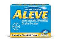 Aleve Caplets with Naproxen Sodium, 220mg Pain Reliever / Fever Reducer, 6 Count (Pack of 6)