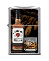 Zippo Jim Beam Bottle and Whiskey Glass Street Chrome Pocket Lighter
