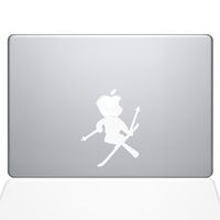 The Decal Guru Skiing Decal Apple Decal Vinyl Sticker, 13" MacBook Pro (2015 & Older Models), White (1636-MAC-13P-W)