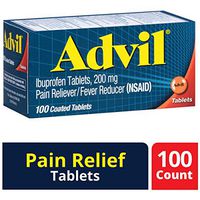 Advil (100 Count Pain Reliever/Fever Reducer Coated Tablet, 200mg Ibuprofen, Temporary Pain Relief
