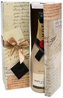 Champagne Gift Box x2 - Reusable Caddy - Easy to Assemble - No Glue Required - Ribbon Tie and Gift Tag Included - Vintage Letter Design - Romanee Collection - EZ Gift Box by Endless Art US