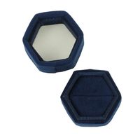 Koyal Wholesale Velvet Ring Box, Navy Blue, Hexagon Vintage Wedding Ceremony Ring Box with Detachable Lid, 2 Piece Engagement Ring Box Holder, Modern Proposal Idea, Slim Ring Box Display