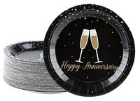 Disposable Plates - 80-Count Paper Plates, Happy Anniversary Party Supplies for Appetizer, Lunch, Dinner, and Dessert, 9 x 9 Inches