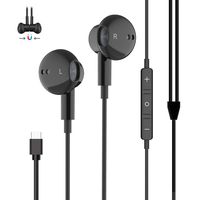 USB Type C Earphones, Wired in Ear Magnetic Earbuds with Mic & Volume Control,Sports Noise Cancelling USB C Headphones for Google Pixel 3/2/XL, Huawei, OnePlus 6T, MacBook, iPad Pro - Black
