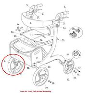 Left Front Fork Complete with Caster for Drive RTL10266 Nitro Rollator Walker (Fits Serial # 2A1606301542 and After)