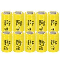 10x Exell 1/2AA NiCD 300mAh 1.2V Flat top Rechargeable Battery