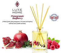 Luxe Home Pomegranate & Raspberry Essential Oil Reed Diffuser | Fresh, Fruity Pomegranate, Red Currant & Raspberry with Notes of Amber & Musk | Decorate with a Beautiful Scent Diffuser