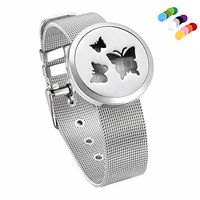constantlife Allergy Free Stainless Steel Essential Oil Diffuser Locket Bracelet Fragrancy Jewelry Perfume Locket Adjustable Comfortable Bend +12 Felt Pad (Butterfly 1)