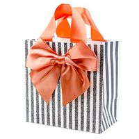 Hallmark Signature 7" Medium Gift Bag (Pink Bow on Glitter Stripes) for Birthdays, Valentines Day, Bridal Showers, Anniversary or Any Occasion
