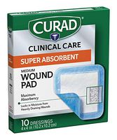 Curad Clinical Advances Super Absorbent Polymer Wound Pad, 10 Count