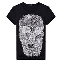 XGUMAOI Men Tees Shirt 3D Skull Printing Short Sleeve Blouse T-Shirt Tops (M, Black)