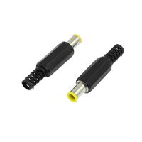 uxcell 2Pcs 4.3 x 6mm Male DC Power Jack Connector Black Yellow Silver Tone