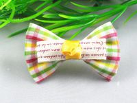 24pcs Plaid Cloth Tie Wedding Sewing Appliques Deco Handmade Crafts Upick (Yellow)