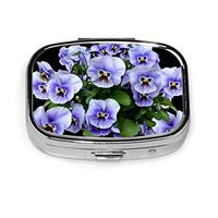 Pill Case,Square Pill Box Compact Two Compartment Medicine Tablet Organizer for Purse Pocket Traveling-Pansy Spring Blossom 196