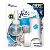 Glade PlugIns Refills Air Freshener Starter Kit, Scented Oil for Home and Bathroom, Clean Linen, 0.67 Fl Oz, 1 Warmer + 1 Refill