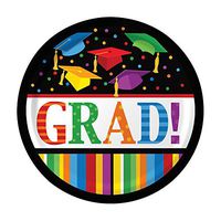 Creative Converting 8 Count Sturdy Style Paper Lunch Plates, 7", Graduation Fest, Multicolor