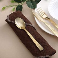Tableclothsfactory 24 Pack Disposable Plastic Spoons | 7"| Gold | BPA Free | Hammered Design