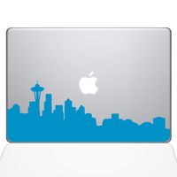 The Decal Guru Seattle City Skyline Decal Vinyl Sticker, 13" MacBook Pro (2015 & Older Models), Light Blue (2332-MAC-13P-LB)