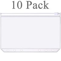 Onwon 10 Pieces Binder Pocket A6 Size 6 Holes Translucent Binder Zipper Folders Waterproof Binder Loose Leaf Bags EVA Pouch Plastic Document Filing Bags for 6-Ring Notebook Binder Loose Leaf Bags
