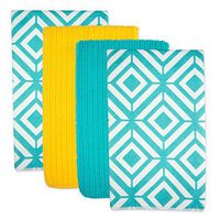 DII Microfiber Multi-Purpose Cleaning Towels Perfect for Kitchens, Dishes, Car, Dusting, Drying Rags, 16 x 19, Set of 4 - Teal Diamond