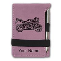 Mini Notepad, Sport Bike, Personalized Engraving Included (Pink)